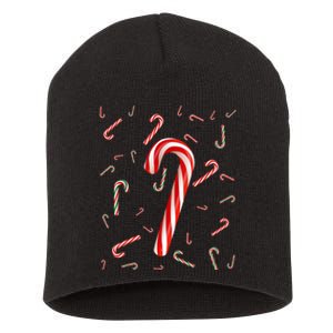 Christmas Candy Cane Santa Hat Xmas Holiday Short Acrylic Beanie