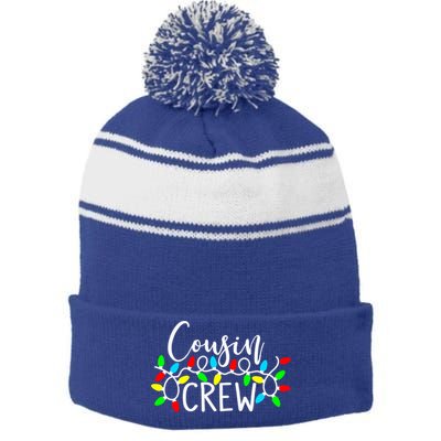 Christmas Cousin Crew Christmas Light Xmas Matching Family Cute Gift Stripe Pom Pom Beanie