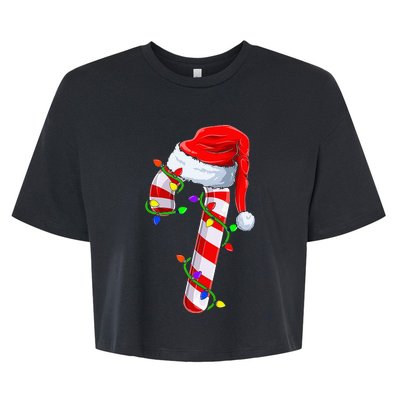 Candy Cane Crew Christmas Lights Family Matching Xmas Bella+Canvas Jersey Crop Tee