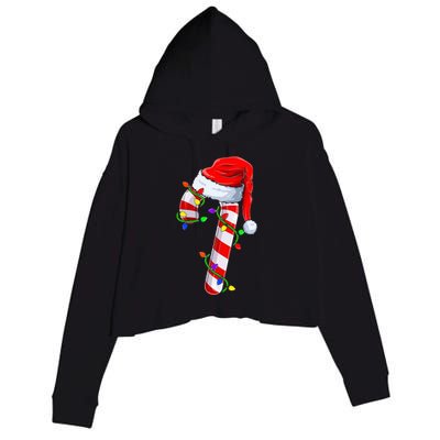 Candy Cane Crew Christmas Lights Family Matching Xmas Crop Fleece Hoodie