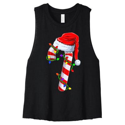 Candy Cane Crew Christmas Lights Family Matching Xmas Women's Racerback Cropped Tank