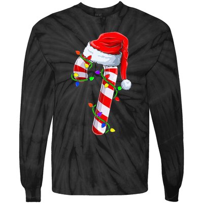 Candy Cane Crew Christmas Lights Family Matching Xmas Tie-Dye Long Sleeve Shirt