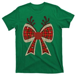 Cute Christmas Coquette Bow Reindeer Bling Bling Xmas Gift T-Shirt