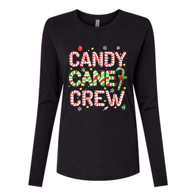 Candy Cane Crew Funny Christmas Candy Lover X-mas Pajamas Womens Cotton Relaxed Long Sleeve T-Shirt