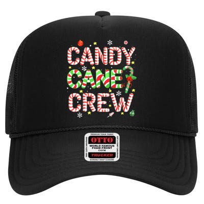 Candy Cane Crew Funny Christmas Candy Lover X-mas Pajamas High Crown Mesh Back Trucker Hat