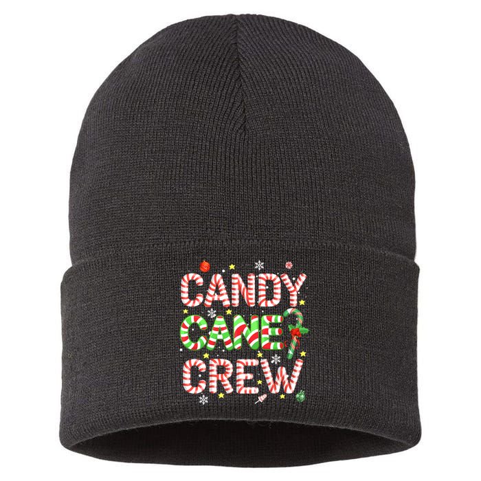 Candy Cane Crew Funny Christmas Candy Lover X-mas Pajamas Sustainable Knit Beanie