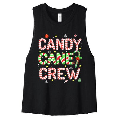 Candy Cane Crew Funny Christmas Candy Lover X-mas Pajamas Women's Racerback Cropped Tank