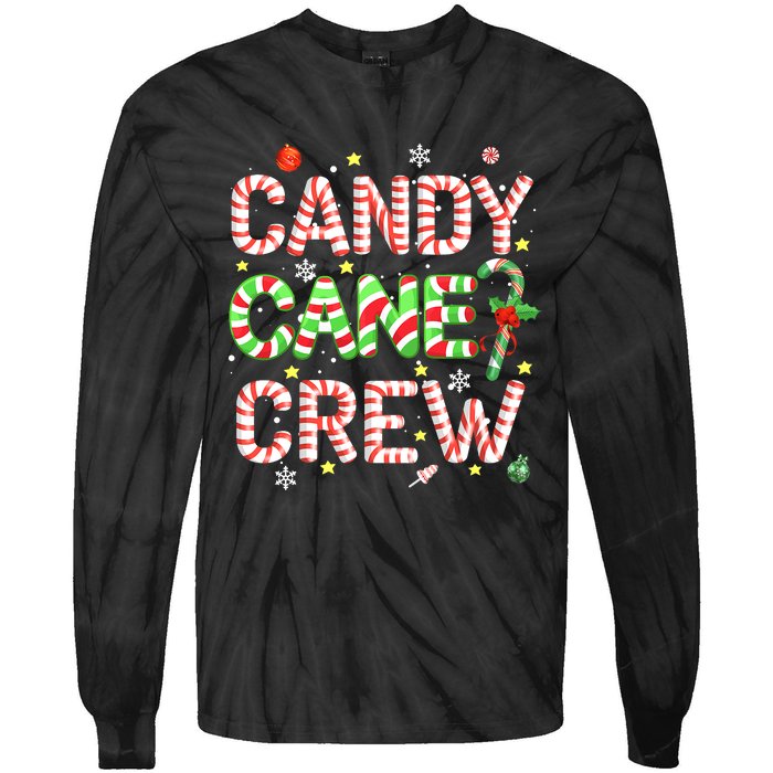 Candy Cane Crew Funny Christmas Candy Lover X-mas Pajamas Tie-Dye Long Sleeve Shirt