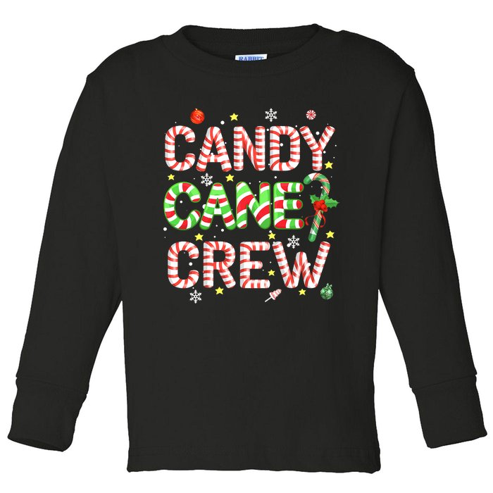 Candy Cane Crew Funny Christmas Candy Lover X-mas Pajamas Toddler Long Sleeve Shirt