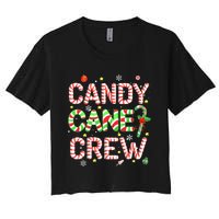 Candy Cane Crew Funny Christmas Candy Lover X-mas Pajamas Women's Crop Top Tee