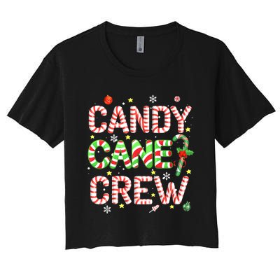 Candy Cane Crew Funny Christmas Candy Lover X-mas Pajamas Women's Crop Top Tee