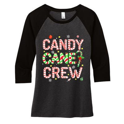 Candy Cane Crew Funny Christmas Candy Lover X-mas Pajamas Women's Tri-Blend 3/4-Sleeve Raglan Shirt