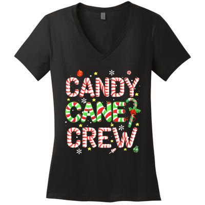 Candy Cane Crew Funny Christmas Candy Lover X-mas Pajamas Women's V-Neck T-Shirt