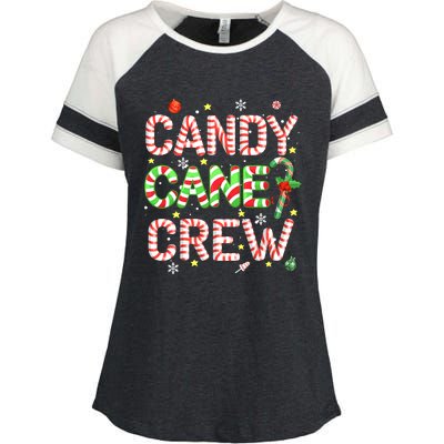 Candy Cane Crew Funny Christmas Candy Lover X-mas Pajamas Enza Ladies Jersey Colorblock Tee