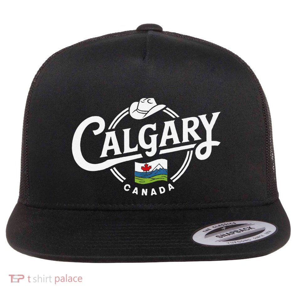 Calgary Canada City Cowboy Hat Scenic Logo Flat Bill Trucker Hat