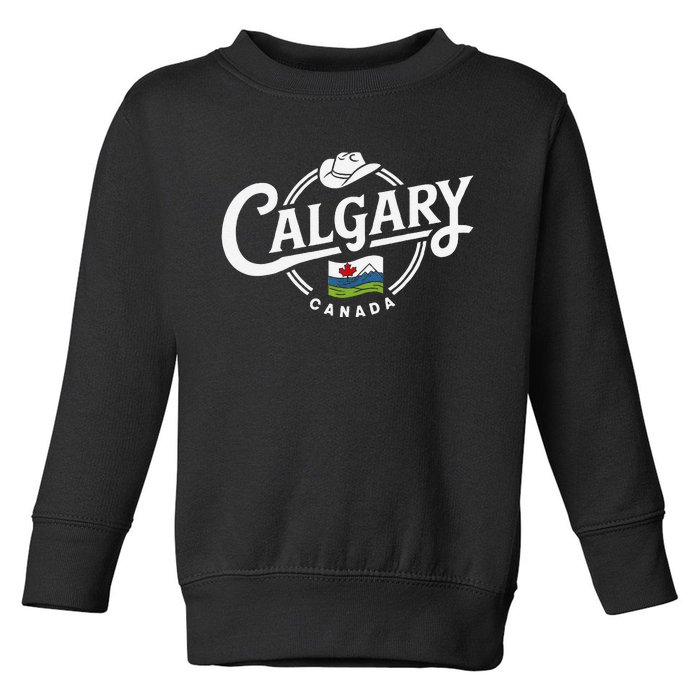 Calgary Canada City Cowboy Hat Scenic Logo Toddler Sweatshirt