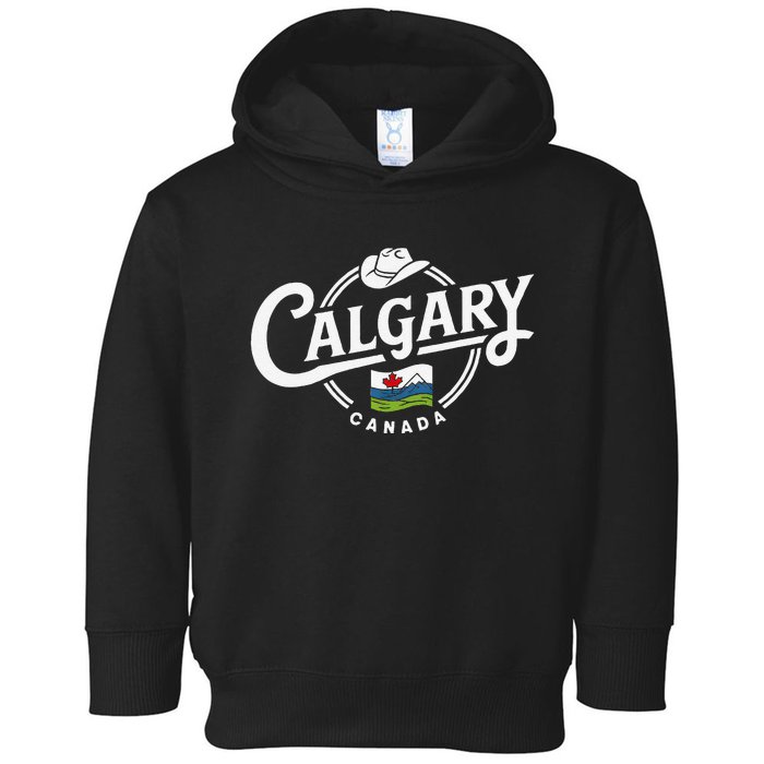 Calgary Canada City Cowboy Hat Scenic Logo Toddler Hoodie