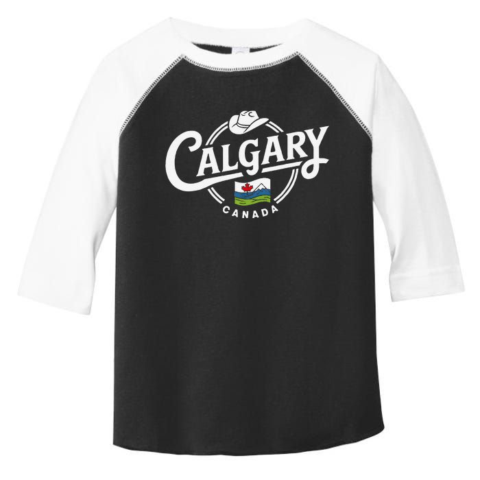 Calgary Canada City Cowboy Hat Scenic Logo Toddler Fine Jersey T-Shirt