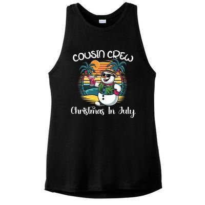 Cousin Crew Christmas In July & 4th Of July Family Matching Ladies PosiCharge Tri-Blend Wicking Tank