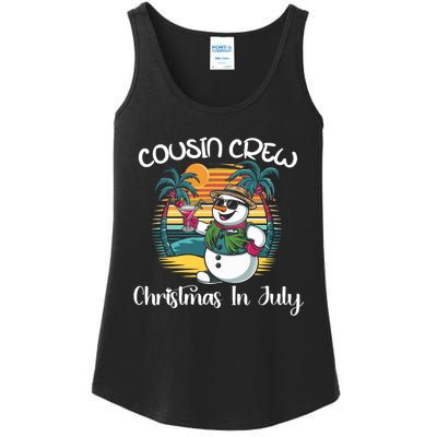 Cousin Crew Christmas In July & 4th Of July Family Matching Ladies Essential Tank