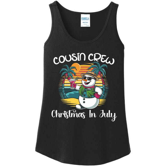 Cousin Crew Christmas In July & 4th Of July Family Matching Ladies Essential Tank