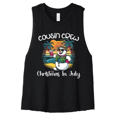 Cousin Crew Christmas In July & 4th Of July Family Matching Women's Racerback Cropped Tank