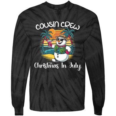 Cousin Crew Christmas In July & 4th Of July Family Matching Tie-Dye Long Sleeve Shirt