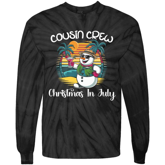 Cousin Crew Christmas In July & 4th Of July Family Matching Tie-Dye Long Sleeve Shirt