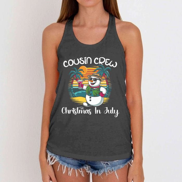 Cousin Crew Christmas In July & 4th Of July Family Matching Women's Knotted Racerback Tank