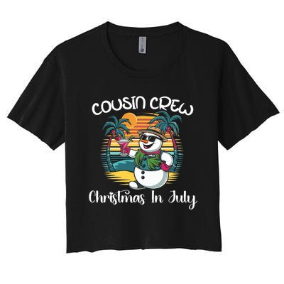 Cousin Crew Christmas In July & 4th Of July Family Matching Women's Crop Top Tee