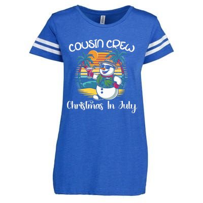 Cousin Crew Christmas In July & 4th Of July Family Matching Enza Ladies Jersey Football T-Shirt