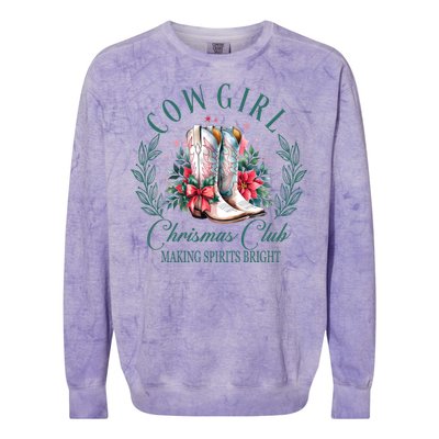 Cowgirl Christmas Club Making Spirit Bright Holiday Colorblast Crewneck Sweatshirt