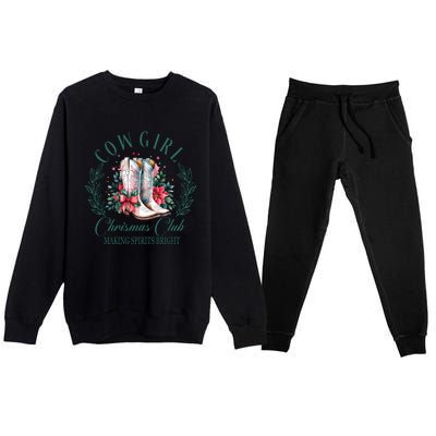 Cowgirl Christmas Club Making Spirit Bright Holiday Premium Crewneck Sweatsuit Set