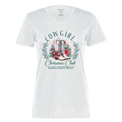 Cowgirl Christmas Club Making Spirit Bright Holiday Women's Momentum V-Neck T-Shirt