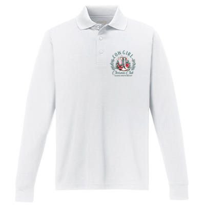 Cowgirl Christmas Club Making Spirit Bright Holiday Performance Long Sleeve Polo