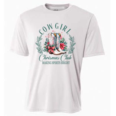 Cowgirl Christmas Club Making Spirit Bright Holiday Cooling Performance Crew T-Shirt