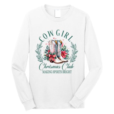 Cowgirl Christmas Club Making Spirit Bright Holiday Long Sleeve Shirt