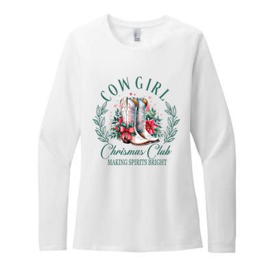 Cowgirl Christmas Club Making Spirit Bright Holiday Womens CVC Long Sleeve Shirt