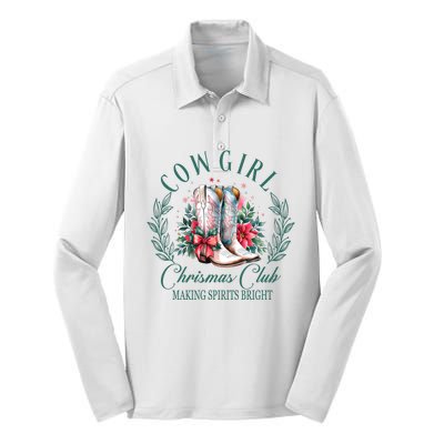 Cowgirl Christmas Club Making Spirit Bright Holiday Silk Touch Performance Long Sleeve Polo