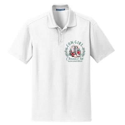 Cowgirl Christmas Club Making Spirit Bright Holiday Dry Zone Grid Polo