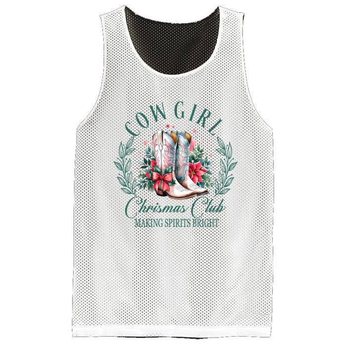 Cowgirl Christmas Club Making Spirit Bright Holiday Mesh Reversible Basketball Jersey Tank