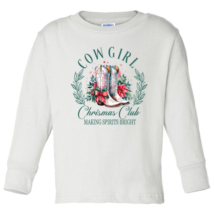 Cowgirl Christmas Club Making Spirit Bright Holiday Toddler Long Sleeve Shirt