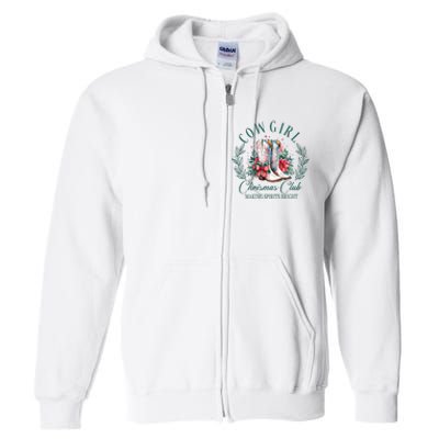 Cowgirl Christmas Club Making Spirit Bright Holiday Full Zip Hoodie