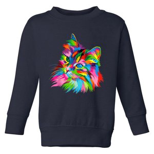 Cute Colorful Cat Painting Toddler Sweatshirt