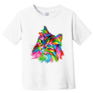 Cute Colorful Cat Painting Toddler T-Shirt