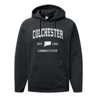 Colchester Connecticut Ct Vintage Athletic Performance Fleece Hoodie