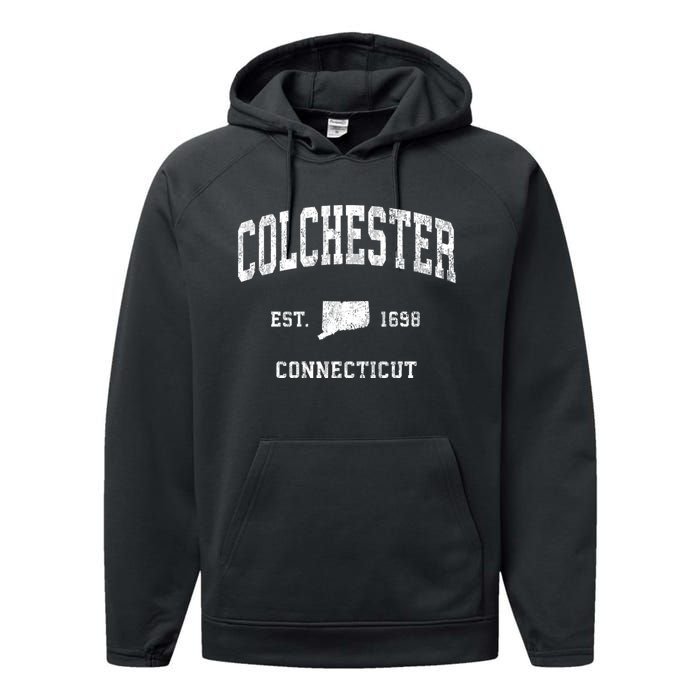 Colchester Connecticut Ct Vintage Athletic Performance Fleece Hoodie