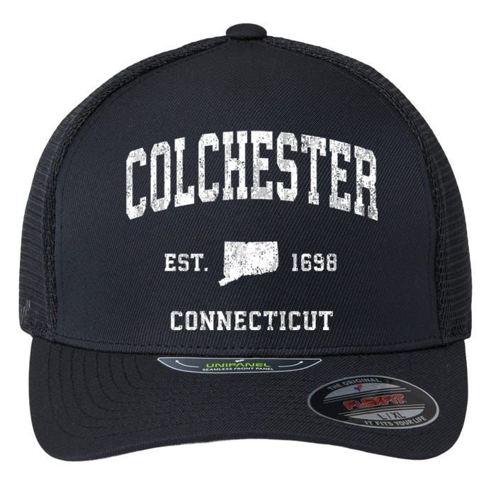 Colchester Connecticut Ct Vintage Athletic Flexfit Unipanel Trucker Cap