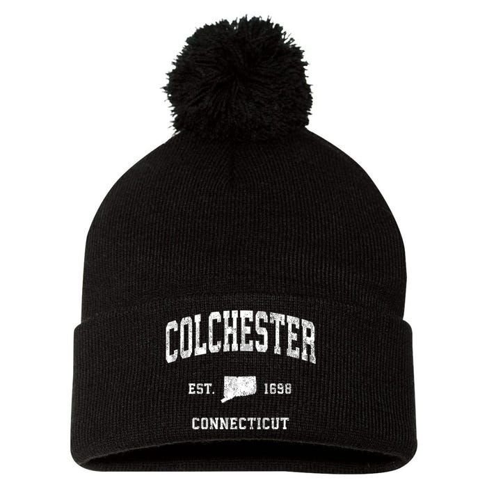 Colchester Connecticut Ct Vintage Athletic Pom Pom 12in Knit Beanie