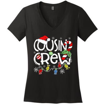 Christmas Cousin Crew Red Plaid Matching Pajama Gifts  Women's V-Neck T-Shirt